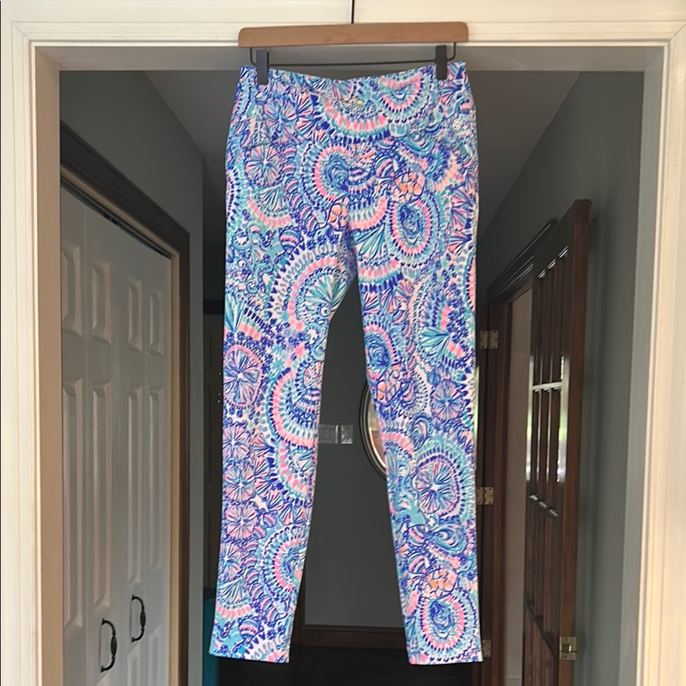 Lilly Pulitzer Golf Active Athletic Pants Colorful Underwater Print Shells Sz 4